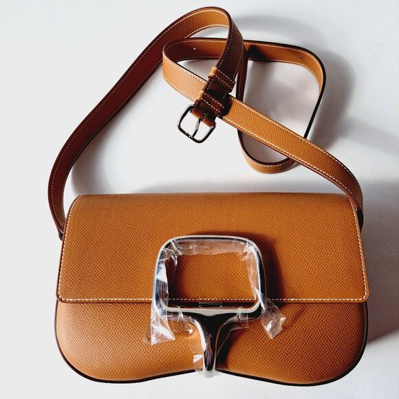NEW Hermès Gold Della Cavalleria Elan Epsom Calfskin Bag Silver Hardware, 2024 - Picture 3 of 16